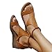 GMRZ Damen Keilabsatz Sandalen, Fraue Sommer Offene Schuhe Faux Leder Plattform Rom Damen Flip Flops Freizeit Sommerschuhe Strand Römer Sandaletten,Khaki,41