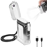 LYPOBALA Electric Lighter, Waterproof Case with USB Rechargeable Lighters, LED Flashlight, Windproof Plasma Lighter, Flameless Dual Arc Lighters for EDC Camping Hiking Survival, Tactical Gear for Men