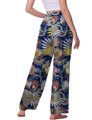 Image of Veseacky Women's Wide Leg Lounge Pants Yoga Pajamas Comfy Stretch Drawstring Pajamas Puls Size Dance Bottoms S-4XL