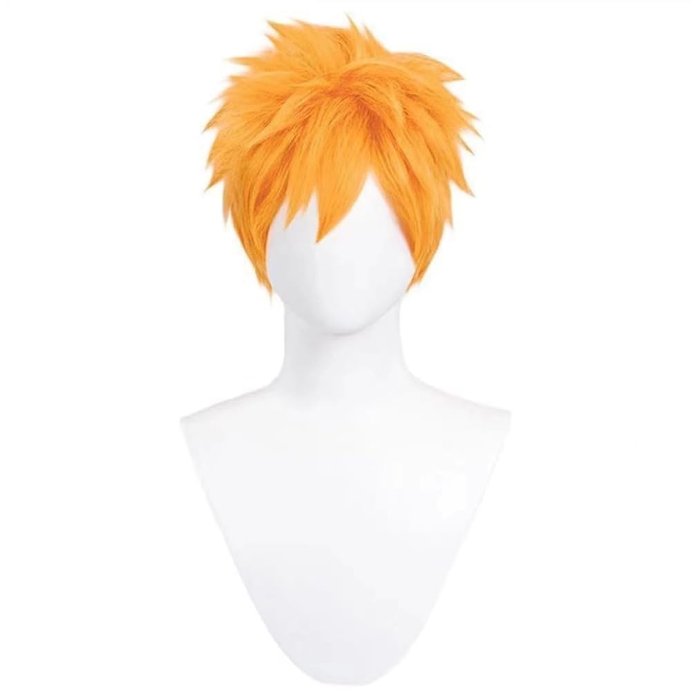 Kurosaki Ichigo Cosplay wig Heat Resistant Synthetic Wigs for Halloween Costume Party Role Play+Wig Cap