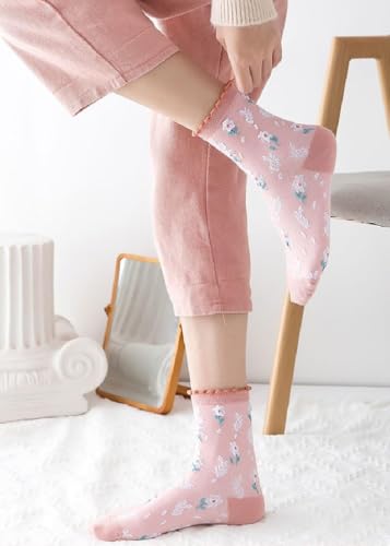 Vintage Embroidered Floral Socks for Women Combed Cotton Crew Socks4