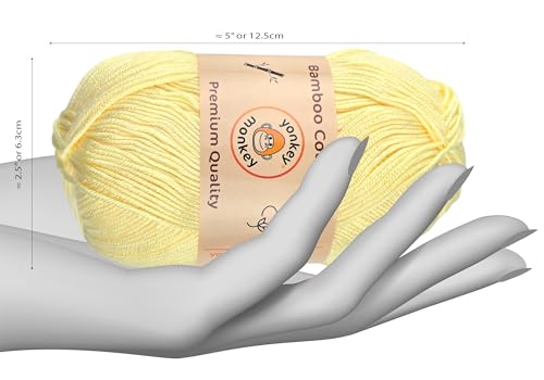 Image of 10-Pack of Yonkey Monkey 500 Grams Yarn - 70% Rayon derived from Bamboo, 30% Cotton - Imported - Milk Yellow 9009