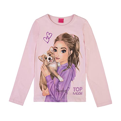 TOP MODEL Niña Camiseta de Manga Larga con Hayden 75069 Rosa, Talla 128, 8 años