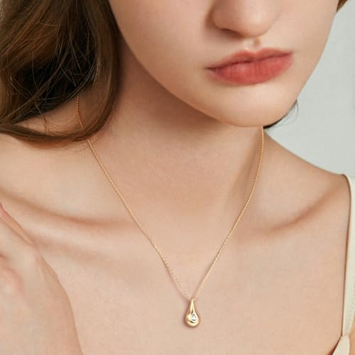 14K Gold Necklaces for Women Gold Pendant Necklaces for Women Trendy with Cubic Zirconia Delicacy and Grace Everyday Simple Teardrop Necklace for Womens2