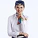 Geyoga Women's Flight Attendant Hat, Stewardess Costume Cap with Accessories (Blue, Red, Black, Navy Blue)