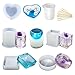 Resin Silicone Mold LET'S RESIN Resin Art Molds Include Round, Square, Cylinder, Small Bowls, Silicone Molds for Concrete, DIY Coaster/Flower Pot/Ashtray/Pen Candle Soap Holder