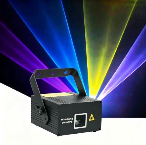 Image of 2W 2000mw RGB Full Color Animation Stage Effect Light DJ Disco Stage Beam Lights with DMX512 XLR Cable for Party Wedding Birthday DJ Disco Bar Club Christmas Event Lighting Show