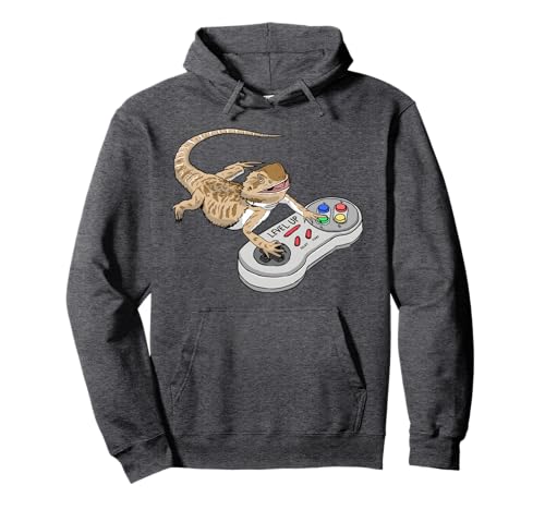 Bearded Dragon Playing Video Game Reptiles Pagona Gamers Pullover Hoodie