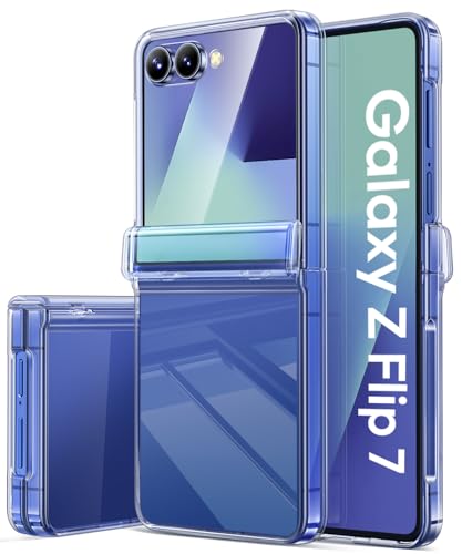 SIXBOX für Samsung Galaxy Z Flip 7 Hülle Anti-Vergilbung Stabile Scharnierschutz Äußerer Displayschutz Kompatibel mit Wireless Charging Dünn Slim Case für Samsung Galaxy Z Flip 7 2025 Klar