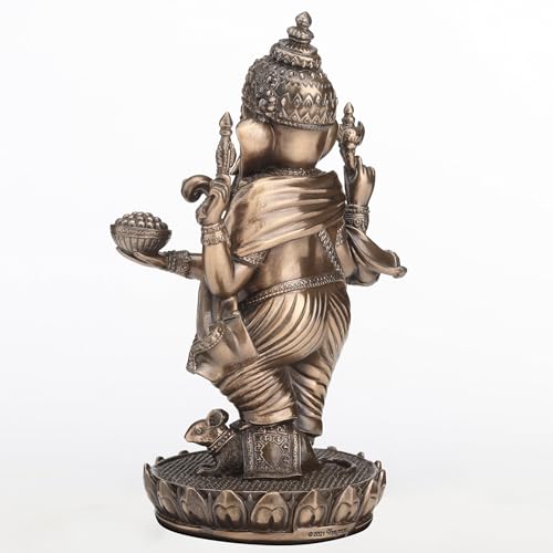 Estatua Lord Ganesha 5.12 pulg resina y bronce antiguo miniatura 6