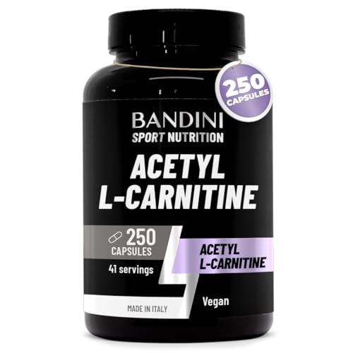 Bandini Acetyl L-Carnitine 250 capsules | 3000mg per daily dose | Acetyl-L-Carnitine Amino Acid Sports Performance Supplement | High Strength ALCAR | Metabolism & Energy | 41-Days Supply | 100% Vegan