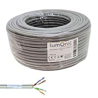 Lumonic 50m Netzwerkkabel CAT 5e F/UTP I CAT5e-kabel, Gigabit LAN Kabel, Ethernet Kabel I Flexibles Verlegekabel geschirmt, für den Innenbereich bis 100 MHz