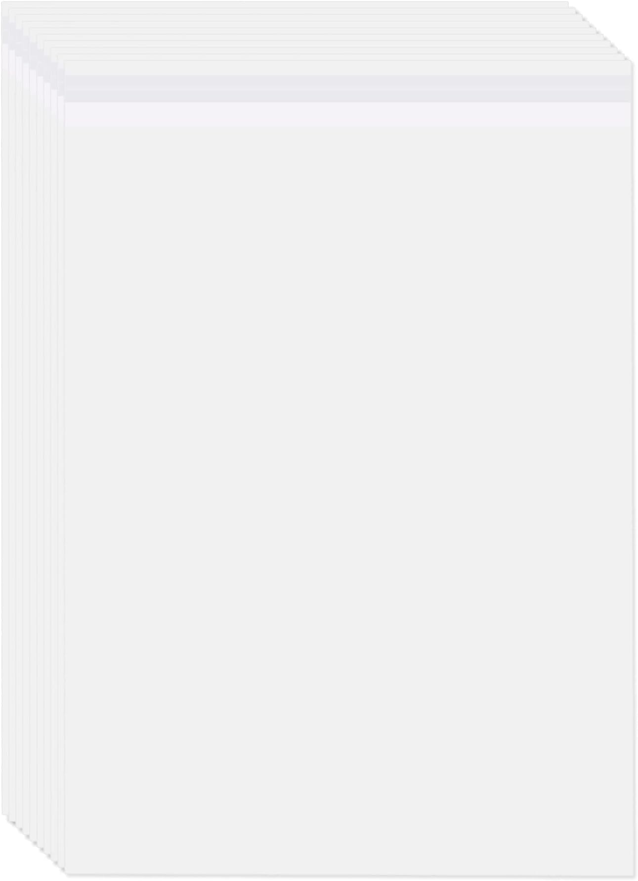 A3 Clear Self-adhesive Cello Bags - 100 Packs, 30.5x42cm Self-sealing Cellophane Display Bags, Food Safe, OPP for Prints, Cookies, Cards, Envelopes, Pictures (12 x 16.5 Inches)