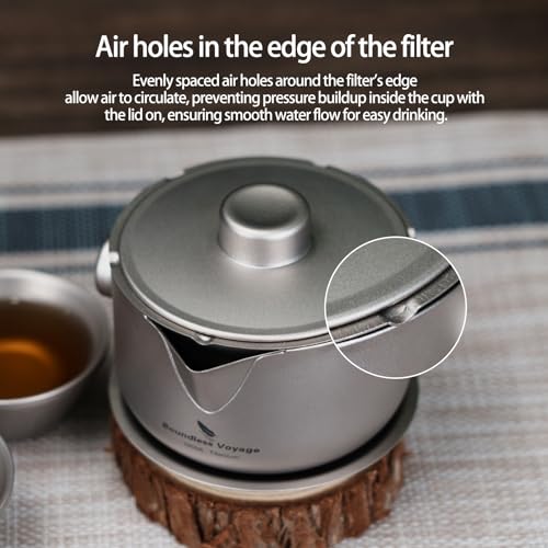 Théière en titane anti-brûlure Boundless Voyage double couche pour le camping