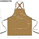 GREBSTK Arbeitsschürze Cross Back Einstellbare Leinwand Werkzeug Schürze 7 Taschen für Holzbearbeitung, Garten, Kochen