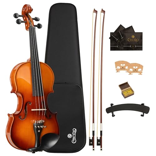 Cecilio 4/4 Full-Size Left-Handed Violin, Solid Spruce Top & Maple Body Professional Fiddle Set...