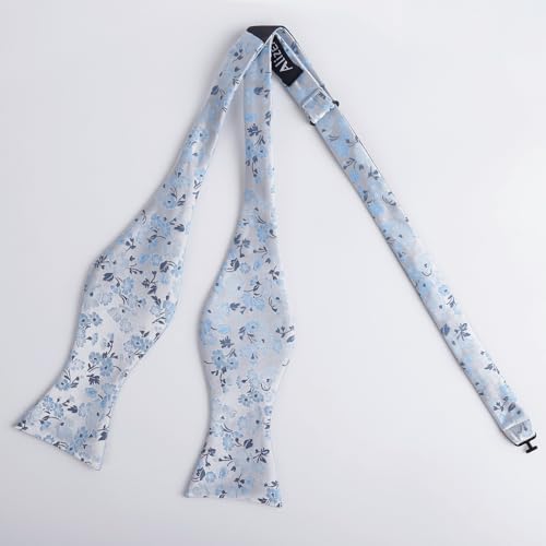 Image of Alizeal Mens 2pcs Floral Bow Tie Set | Self-tied Elegant Pocket Square Set for Wedding