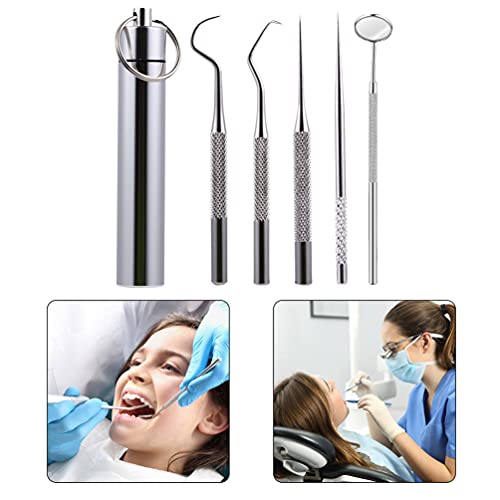 Healifty Dental Gereedschap Plaque Remover Dental Tanden Cleaning Kit Tand Scaler Tong Schraper Spiegel Professionele… - Image 6