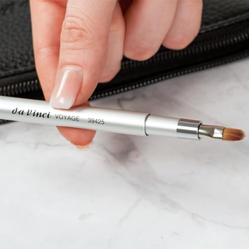 da Vinci, CLASSIC Reise-Lippenpinsel mit Deckel, versenkbar, Naturhaar, für Lippenstift & Lipgloss, präzise Konturen, Metallhülse in Edelstahloptik, Handmade in Germany
