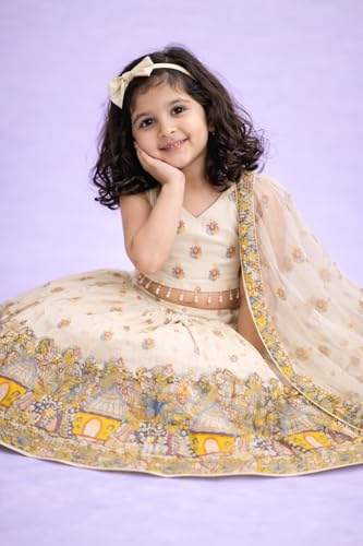 Image of Delima Fashion Girls Printed Lehenga Choli Set with Dupatta | Kids Ethnic Wear for Wedding, Festival & Party | Lightweight Traditional Outfit for Girls