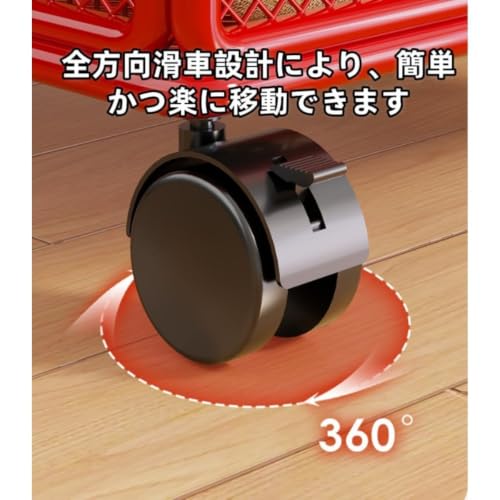 AXRY キャスター付き収納バスケット 机下収納ワゴン 大容量ワイドタイプ 移動簡単 本 文房具 ボトル リュック収納 省スペース オフィス 書斎 リビング 寝室向け 収納ボックス キャスターワゴン (ブラック,S) [4]