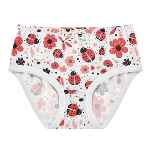 Wusikd Ladybugs Flowers Girls' Underwear Cotton Red Pink Girls Briefs Soft Toddler Underwear 2T
