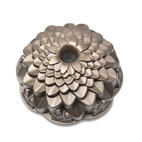kefyixc Flower Shaped Cake Pan Non-Stick Fluted Tube Cake Tin Fluted Cake Pan for Baking Pound Cake Mold for Oven Suitable for Birthday Party Cakes Bronze Color