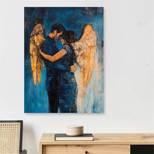 Coloriage par numéro adulte ange pour créer une décoration chambre romantique et apaisante
