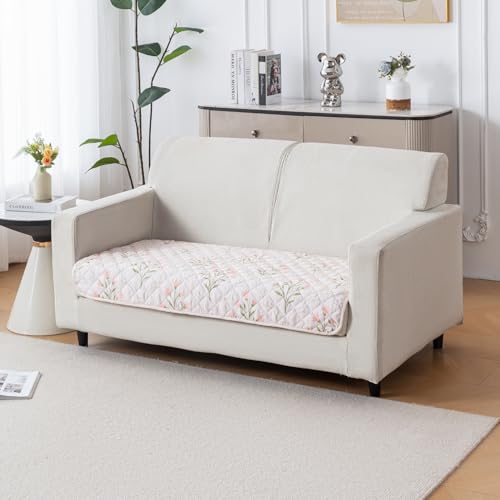 Image of House of Quirk 'Mughal Series' Printed Quilted Sofa Cover for 1 /2 /3 /4 Seater - Anti-Slip, Washable Couch Protector Slipcover (Two Seater, Gulbahar, 80x120 cm)