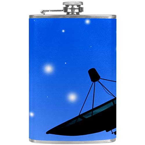 Satellitenschüssel Edelstahl Flachmann Tasche Wein Flagon Tasse mit Lederbezug für Männer Frauen 227 ml
