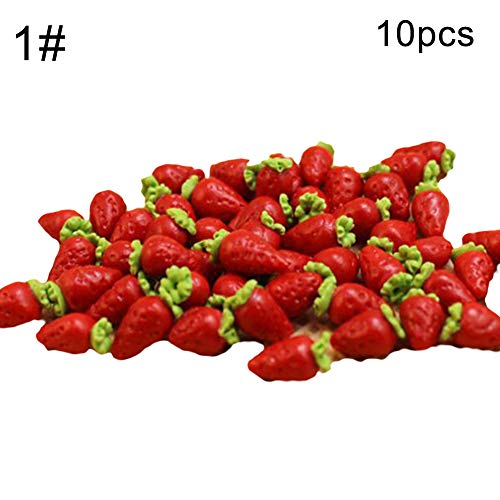 Whiie891203 DIY Dollhouse Miniatures 10Pcs Mini Fruit Kiwi Apple Model Handmade Clay Toys DIY Dollhouse Scene Decor - 10pcs Strawberry