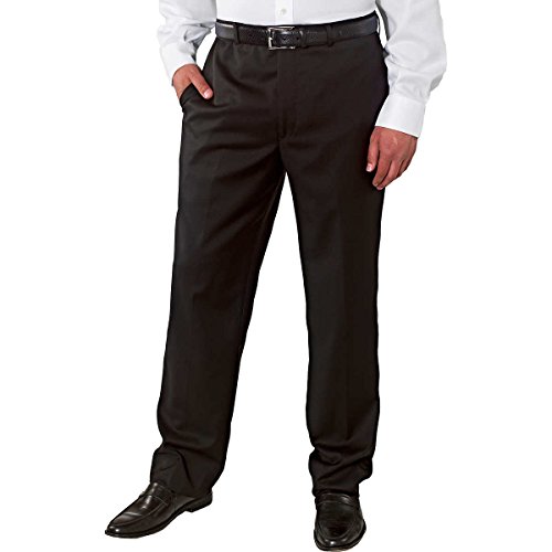 KIRKLAND Signature Mens Wool Flat Front Dress Pant-Open Bottom Hem (38X32, Black)