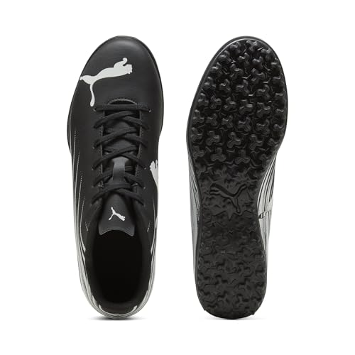 PUMA Men's ATTACANTO Turf Trainer Soccer Cleat Sneaker, Black White, 144