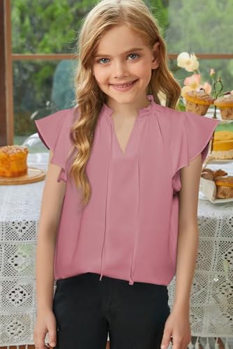 Image of DOKOTOO KIDS Girls Short Sleeve Blouse Dress Shirt Top Size 7-15 Years Old