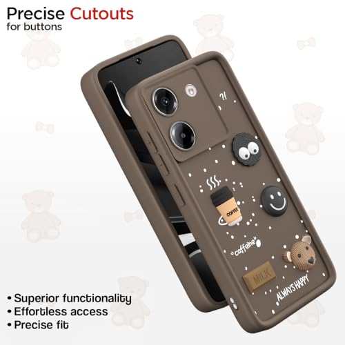 Image of Pikkme Back Cover for Poco M7 Pro 5G | 3D Bear Silicone Cute & Fun Coffee Cartoon | Full Body Protection Bumper Case (Brown)