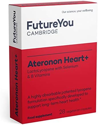 FutureYou Cambridge Ateronon Heart+ The Original Tomato Pill with Lycopene Supplement - Patented 350mg LactoLycopene Easy-to-Absorb Formulation - 28 Day Supply - Developed by FutureYou Cambridge, UK