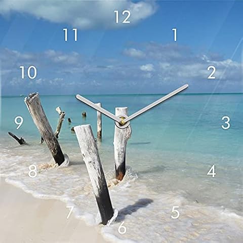 Reloj de pared de cristal, diseño de playa y vacaciones, 20 x 20 cm Cover