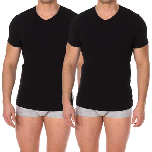 T-Shirts sous-vêtements col V lot de 2 en coton stretch respirant et confortable