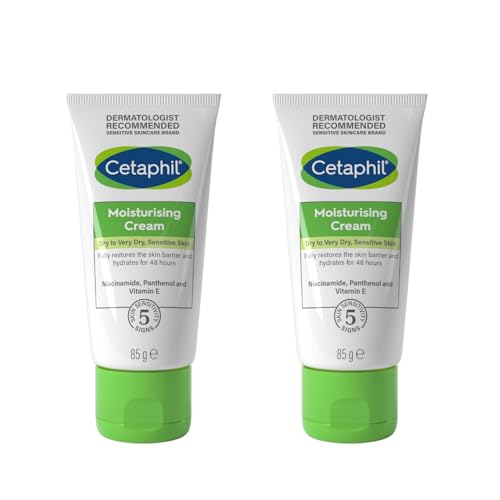 Cetaphil Moisturising Cream for Face, Hand & Body, Travel size, Moisturiser for Dry and Sensitive Skin, 85g, With Niacinamide & Vitamin E (Pack of 2)