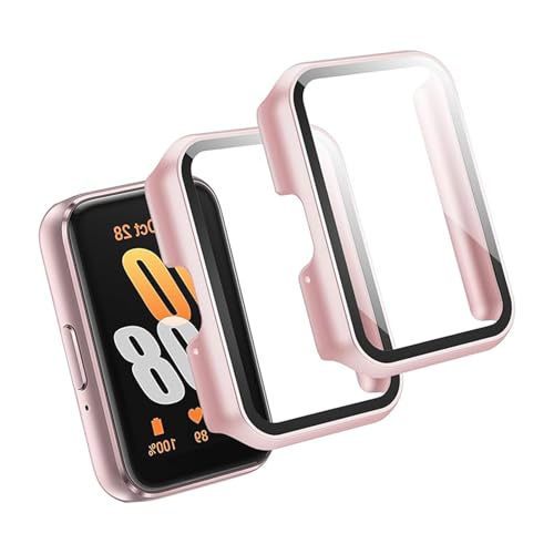 Vroxdrez 2 Fundas Compatibles con Samsung Galaxy Fit 3 con Protector de Pantalla, Carcasa 360° Ultrafina de Policarbonato Duro, Resistente a los Arañazos, Color Rosa