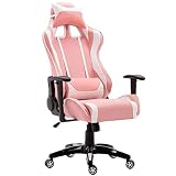 Sedia da Gioco Girevole in Similpelle Rosa con Sollevamento e reclinazione: Sedia da Computer per Uso Domestico in Stile Racing, Stile Dea, Senza poggiapiedi