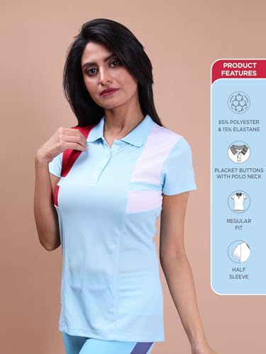 Image of Rupa Colors Womens PLAYSURE Dry FIT Activewear Polo T-Shirt | 100% Polyester Fabric | Stretchable | Reflective Logo | Trendy Design | Regular Fit