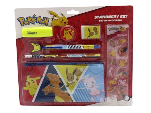 CYPBRANDS Pokémon, Set de Papelería, Portatodo, Lápiz, Goma,