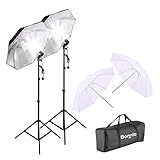 Bonnlo Photography Umbrellas lighting Kit, Camera Lighting Kit with 2m Light Stand for Studio Photo Video Portrait Photography