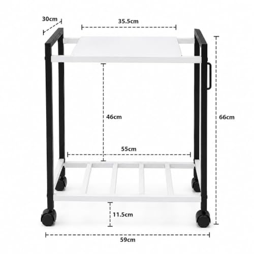 Image of ROHC Coffee Machine Stand with Wheels | Heavy Duty Metal Coffee Station Cart with Storage Shelf | Rolling Table for Home, Office & Cafe | Kitchen Utility Trolley | Black & White