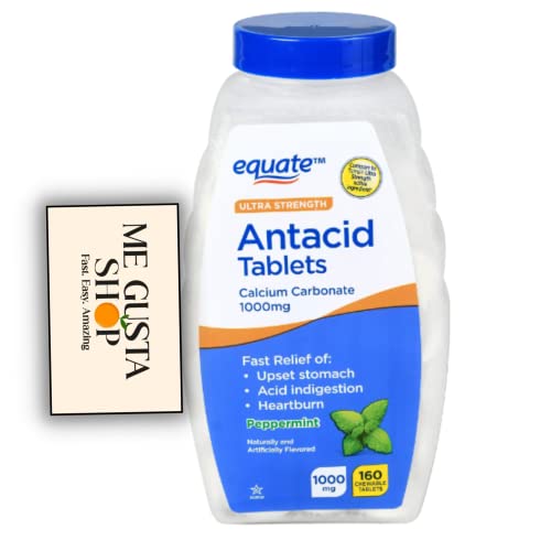 Equate Ultra Strength Antacid Chewable Peppermint Tablets, 1000 Mg, 160 Count (Pack Of 03) + 480 Total Me Gustas Sticker #TOP5