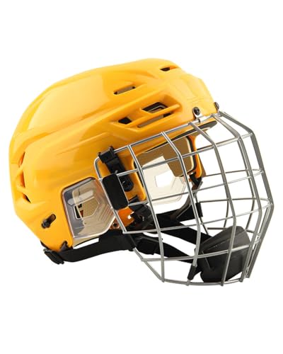 Ice Hockey Helmet Breathable Hockey Helmet with Cage for Youth Adult (Yellow, Large)
