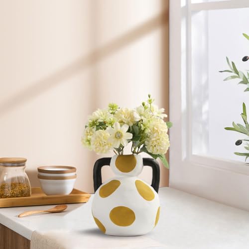 Jarrón nórdico de cerámica, elegante decoración del hogar para sala de estar, arreglo floral de escritorio, adornos elegantes para interiores modernos