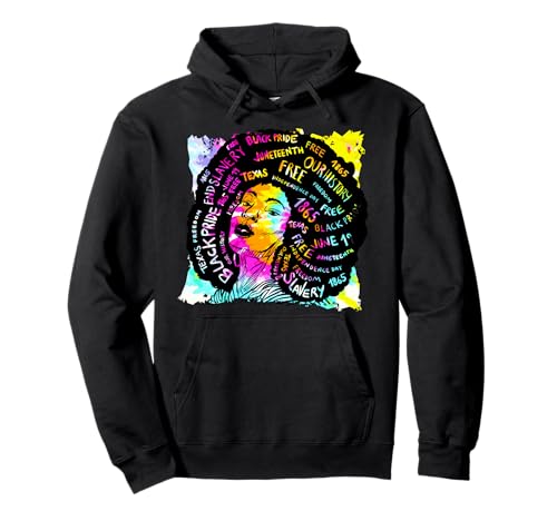 Acuarela Negro Queen Juneteenth Texas 1865 Afro Melanina Sudadera con Capucha