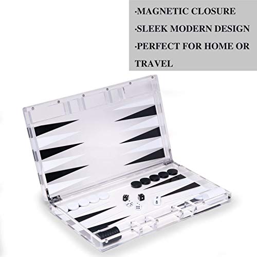 Backgammon moderno con estuche acrílico y grabado personalizado miniatura 6